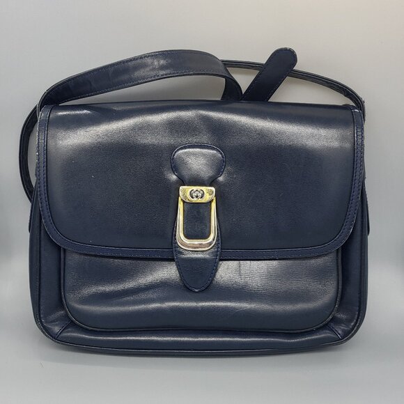 GUCCI Vintage Blue Leather Shoulder Bag - Picture 1 of 16